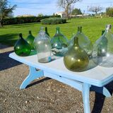 Lot of 13 Dame Jeanne, Bottles, Old Glass Flasks