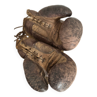 Old pair of leather boxing gloves