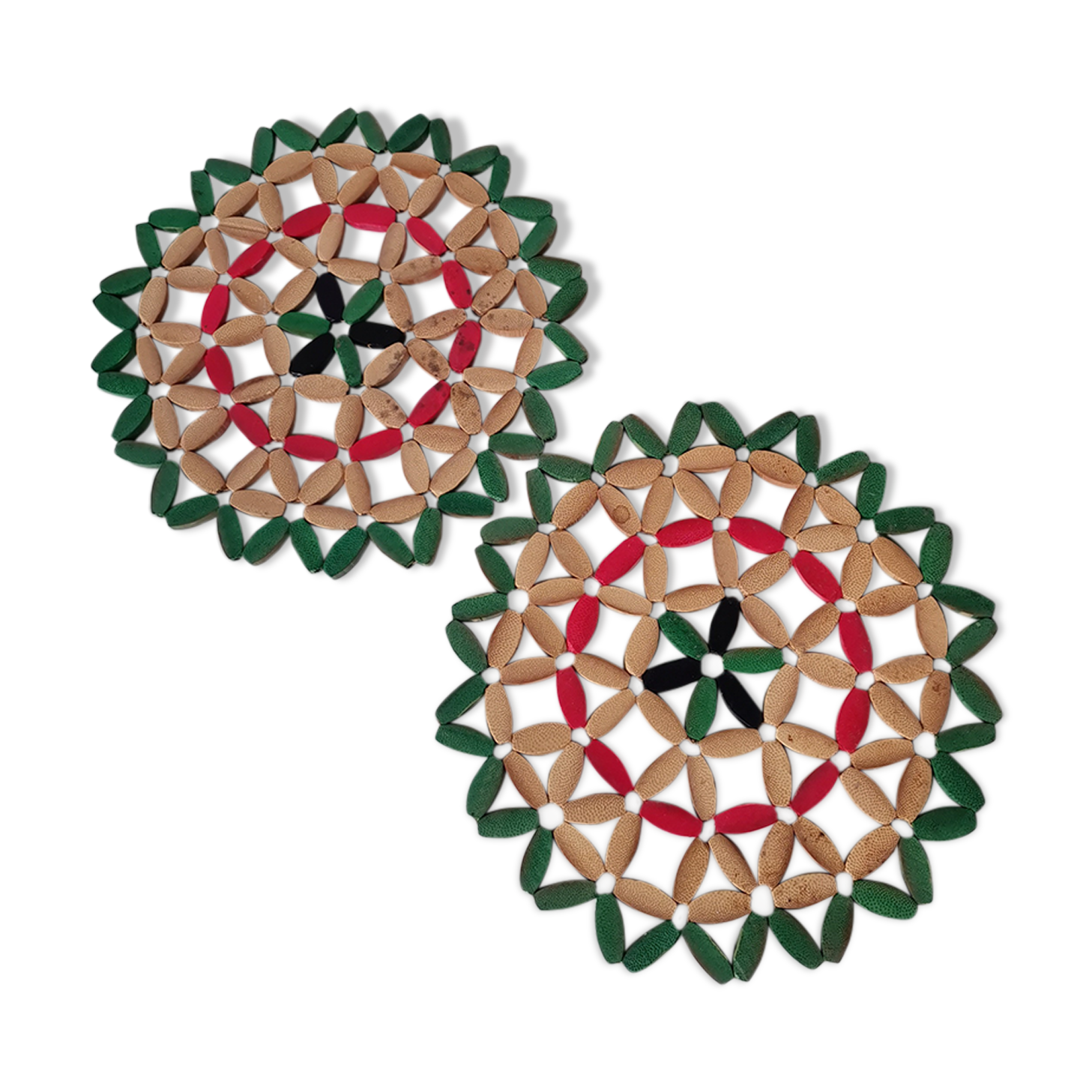 Set of 2 vintage bamboo beads