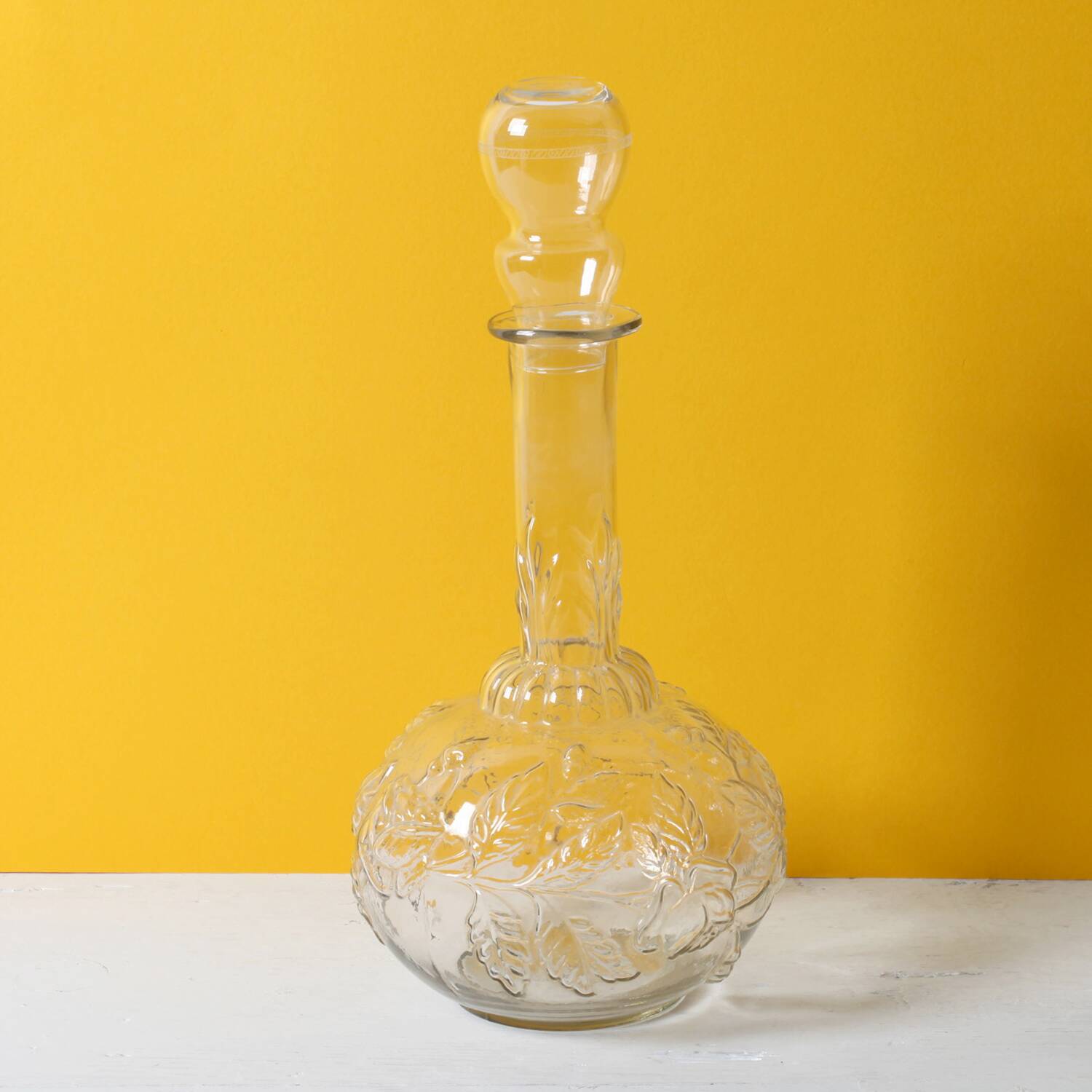 Carafe à vin en verre à motifs de roses, Empoli, Italie, années 1950