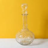 Carafe à vin en verre à motifs de roses, Empoli, Italie, années 1950