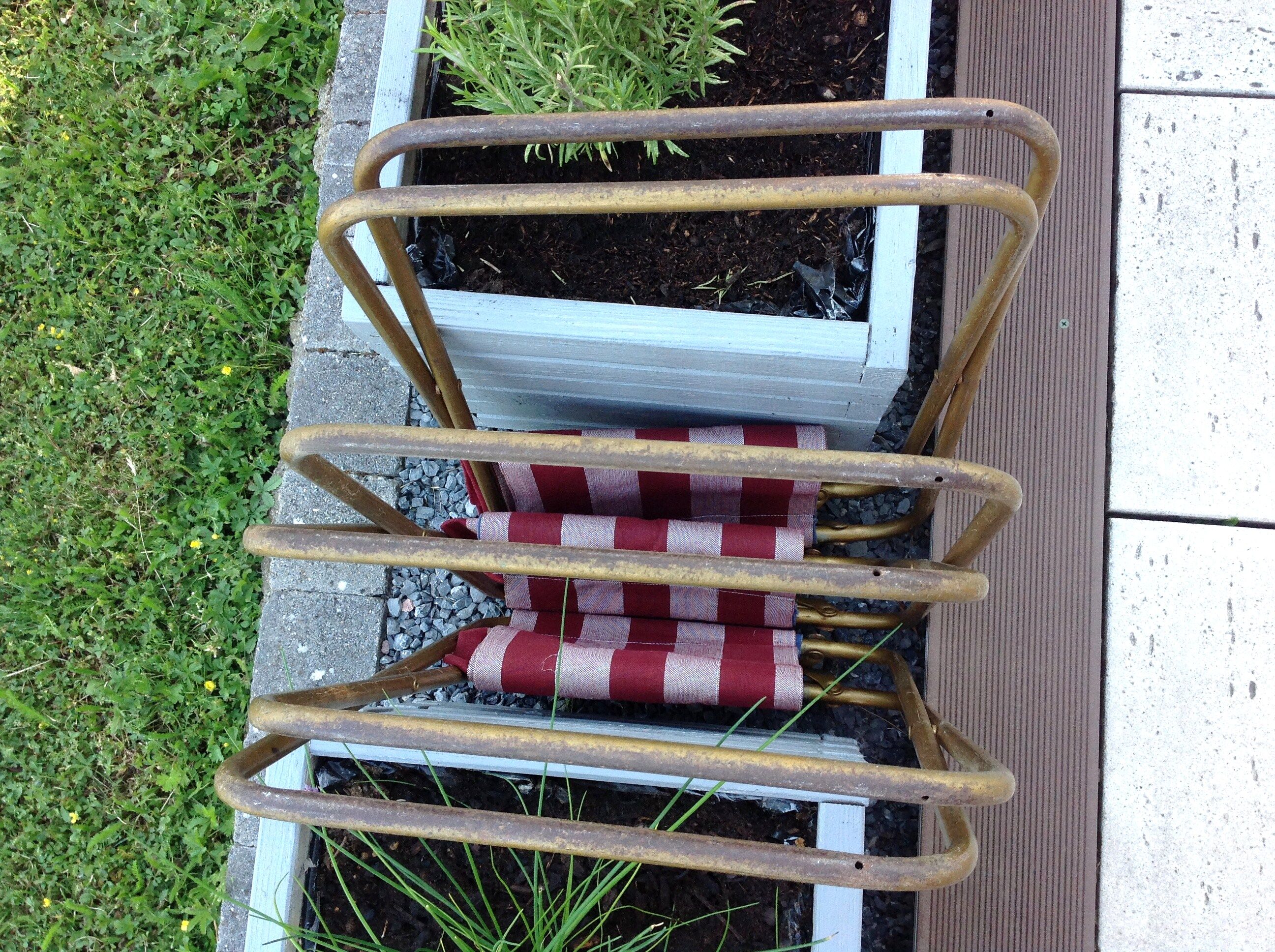 Suite de trois chaise pliante de camping Lafuma vintage années 70