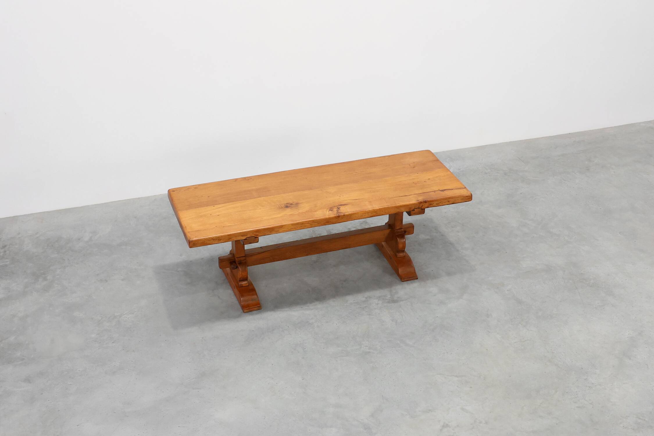 Rustic 20th century solid oak dinner table, France