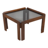 Vintage 1970s Coffee Table in Wood and Glass, Italian Design