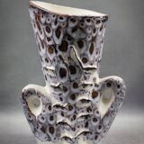 Vase with two handles in glazed ceramic - vallauris, marius giuge style fat lava