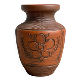 Vintage brown ceramic German vase, Mid Century terracotta pottery