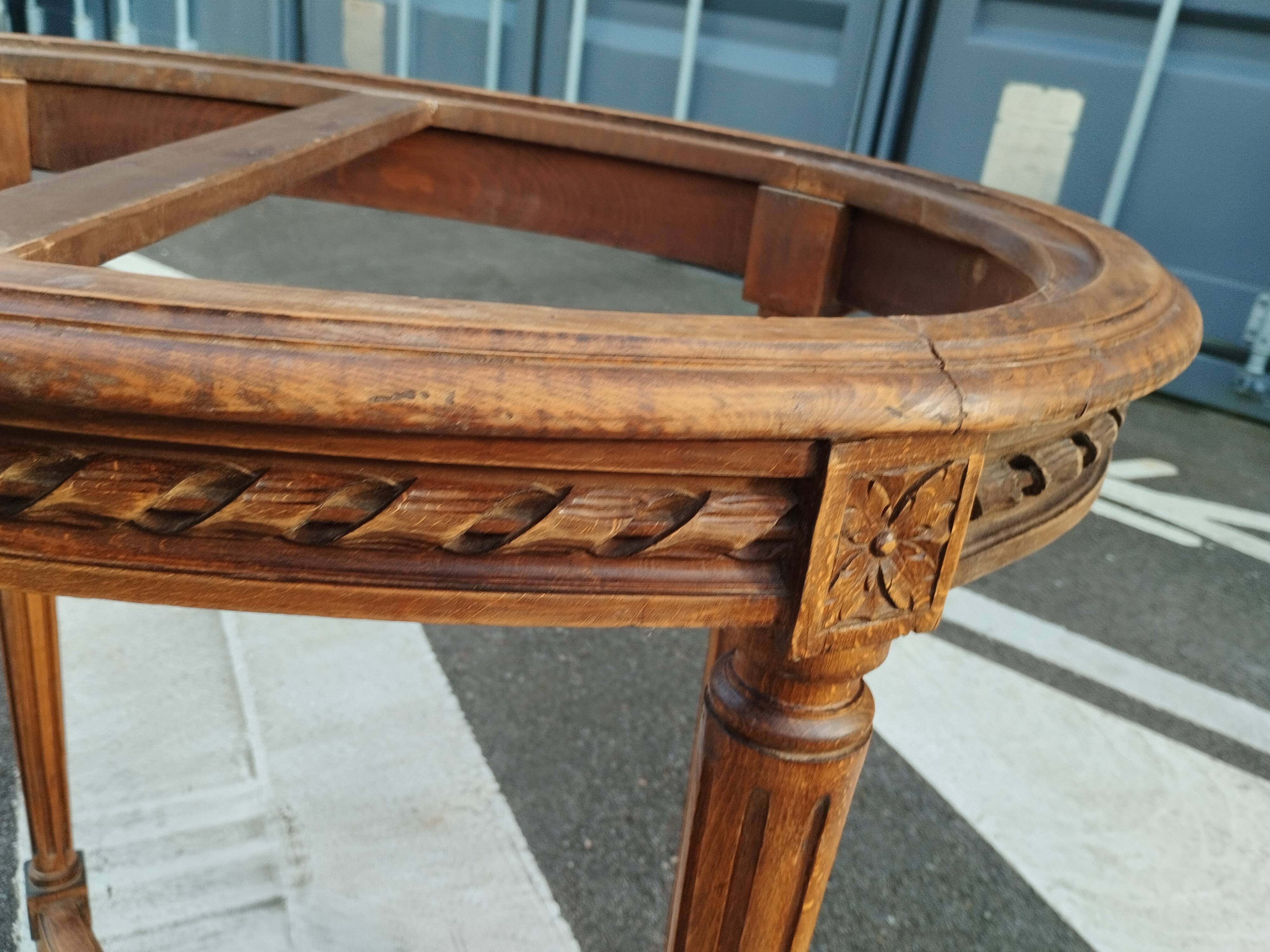 Old Louis XVI style pedestal table with marble top