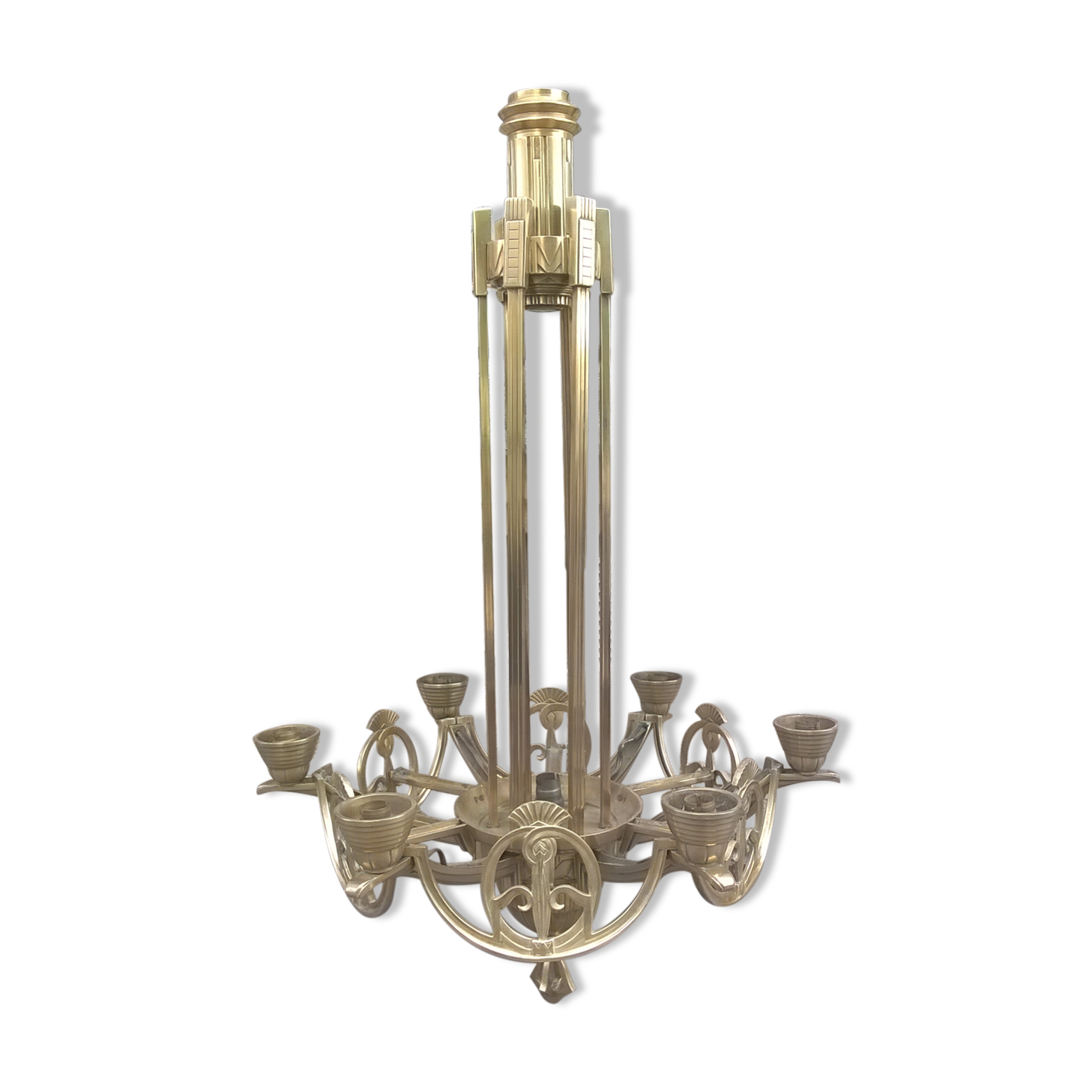 Bronze chandelier and brass art deco period