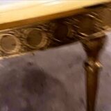 Vintage round coffee table: onyx top & gold brass structure
