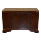 Vintage Anglo-Indian hardwood commode with brass inlays.