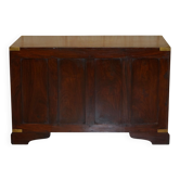Commode vintage anglo-indienne en bois dur avec incrustations en laiton