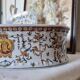 Hand-painted Toussi Court plate or tray and planter set