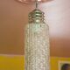 Suspension vintage, Suspension verre cylindrique et métal chromé, lampe de plafond