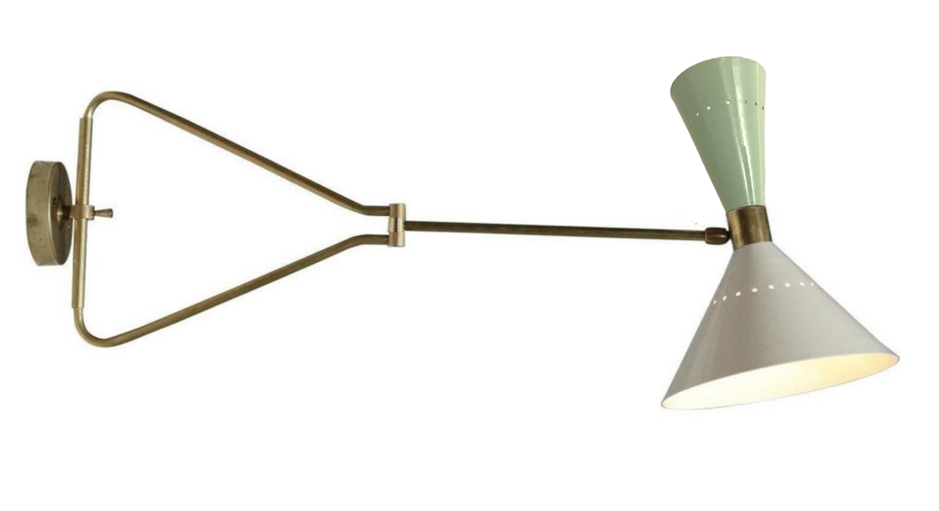 Articulable italian wall lamp sage green & white