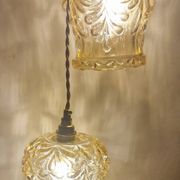 Duo of amber molded glass portable lamps
