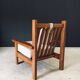 Brutalist Square Oak Lounge Chair, Belgium, 1950s