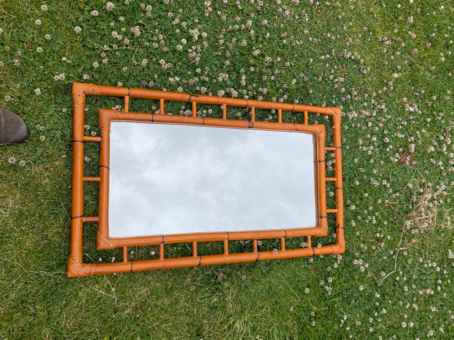 Vintage bamboo mirror 1970