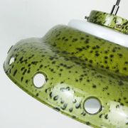 Suspension vintage en métal émaillé et verre blanc 1960