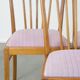 Set of 6 vintage Danish design dining chairs from the 1970s with light purple fabric seats