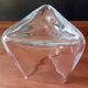 Large vintage crystal triangular transparent vase