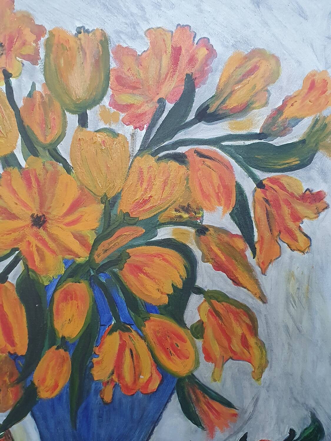 Oil on canvas flower