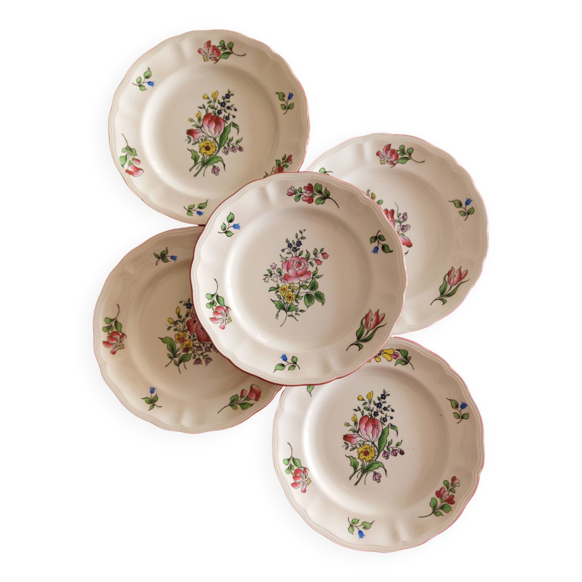 5 assiettes à cake "Réverbère fin" KG Lunéville