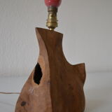 Modernist brutalist lamp free form years 60 olive wood