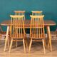 Retro Blonde Elm Model 444 Grand Plank Dining Table & 8 Goldsmith Dining Chairs