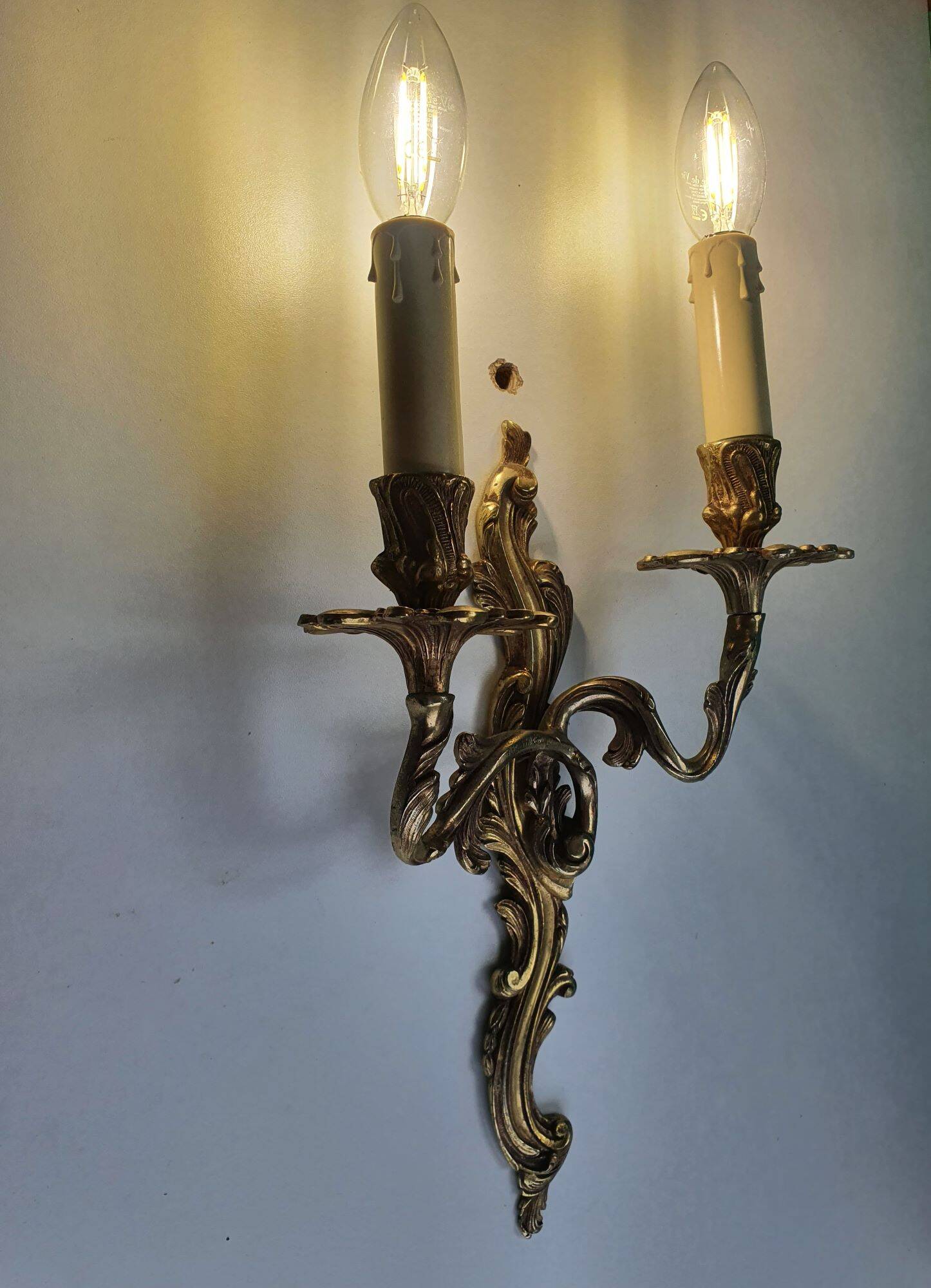 Pair of large antique candlestick wall sconces