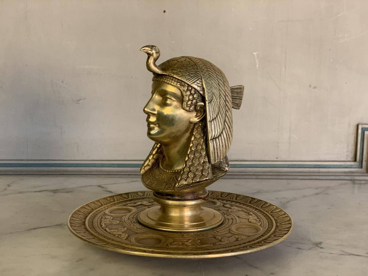 Gilded bronze inkwell, Egyptomania