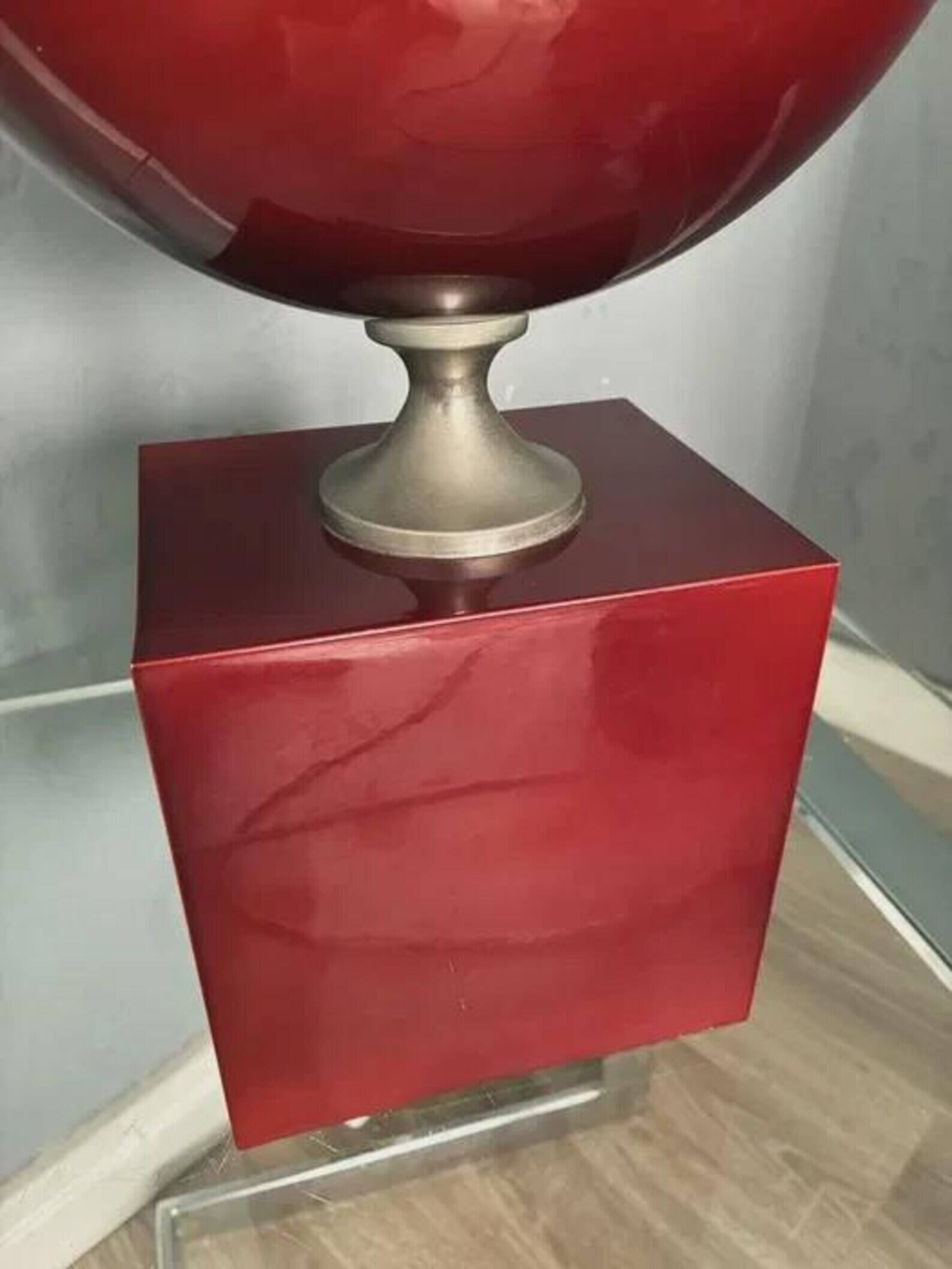 Lamp by Philippe Barbier Vintage 1970s France Burgundy Color