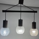 Minimalist 3-globe teak pendant chandelier 60/70