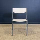 Pair of gijs van der sluis chairs white wood grey legs netherlands 1970s