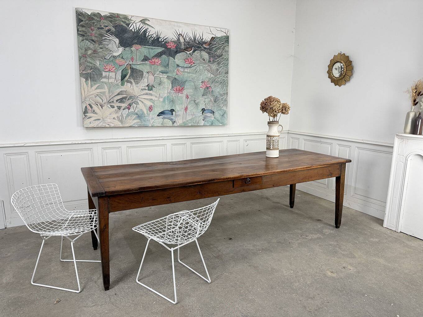 19th-century solid oak dining table