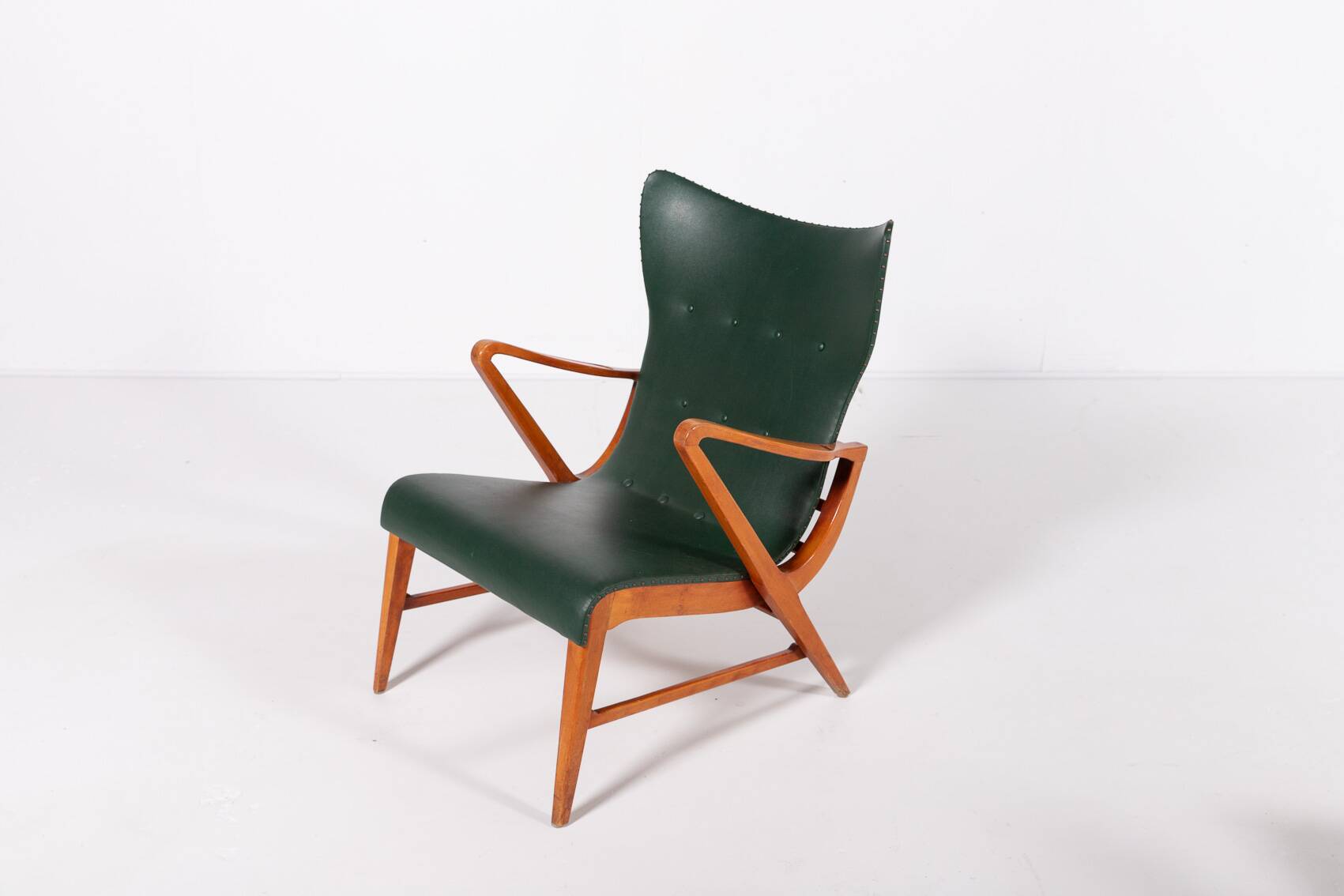 Architectural Swedish Mid-Century Modern armchairs by Axel Larsson, 1950’s