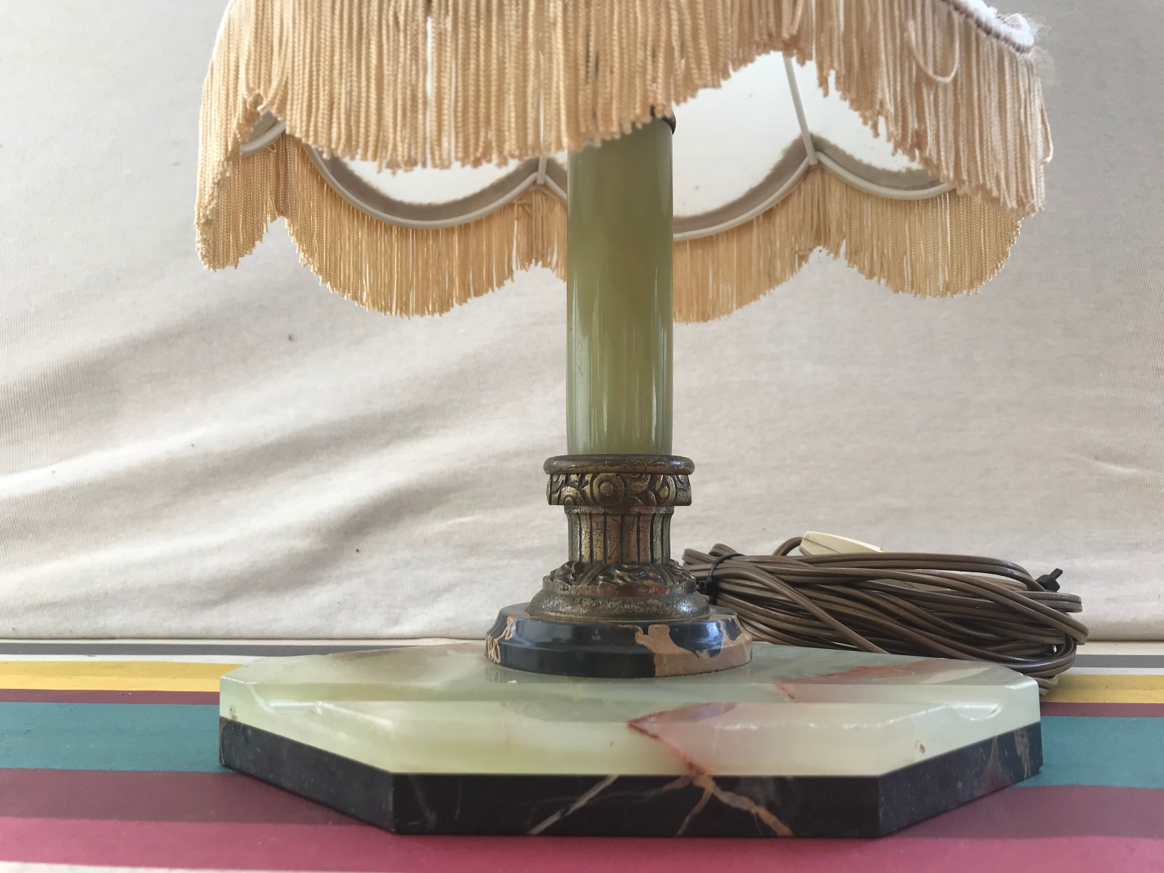 Ancient marble and alabaster column lamp