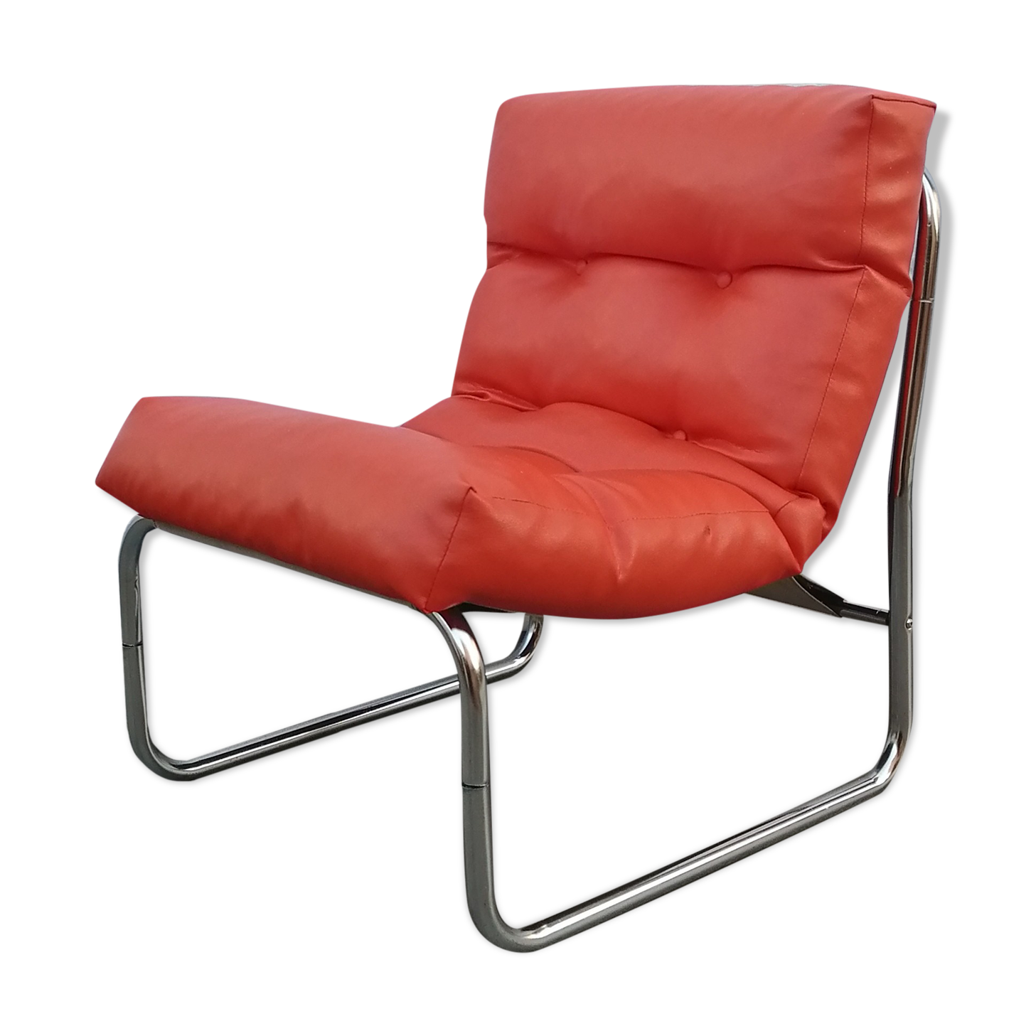Orange pixi model armchair designed for Ikea by designer Gillis Lundgren 1970