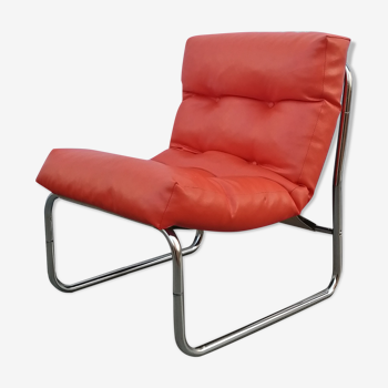 Fauteuil modèle pixi orange dessiné pour Ikea par le designer Gillis Lundgren 1970