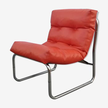Orange pixi model armchair designed for Ikea by designer Gillis Lundgren 1970