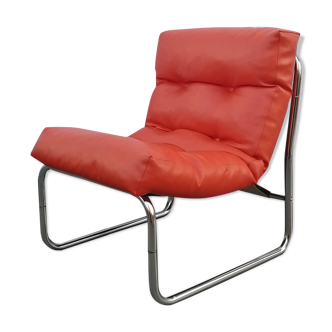 Orange pixi model armchair designed for Ikea by designer Gillis Lundgren 1970