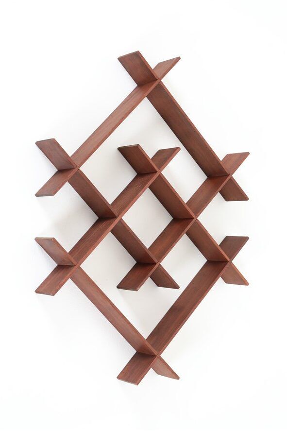 Rare, sculptural teak wall shelf / Mid-century Danish modern design / 1960s minimalism