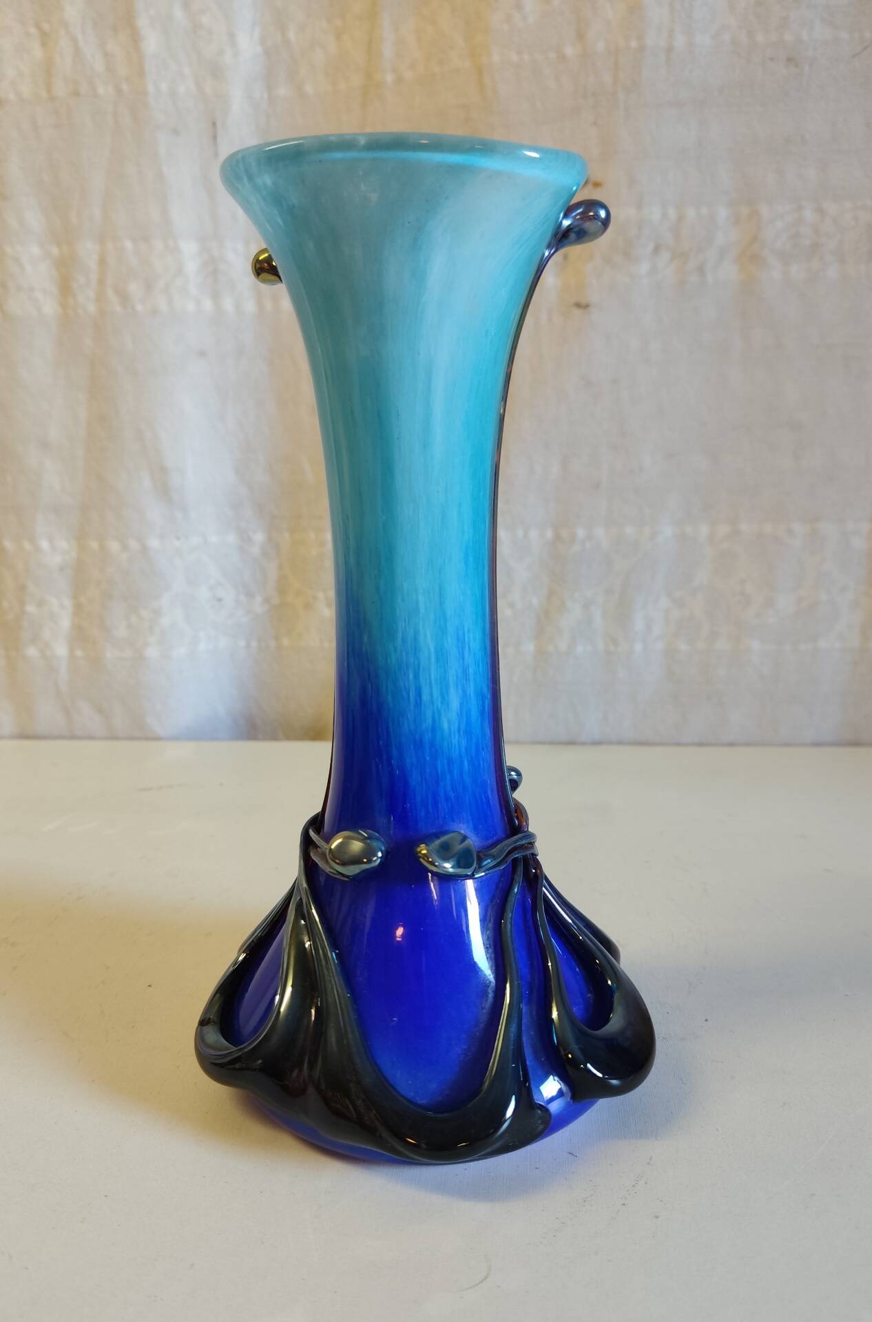 Art Nouveau vase in Biot glass by J.M. OPERTO - mid 20th century
