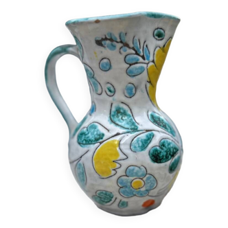 Floral ceramic pitcher