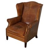Vintage Dutch cognac coloured leather club chair