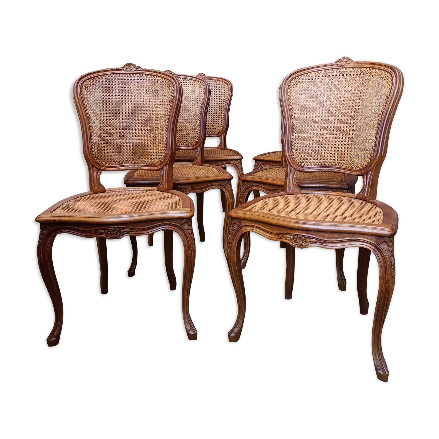 6 chaises cannées style Louis XV