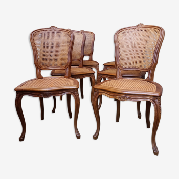 6 chaises cannées style Louis XV