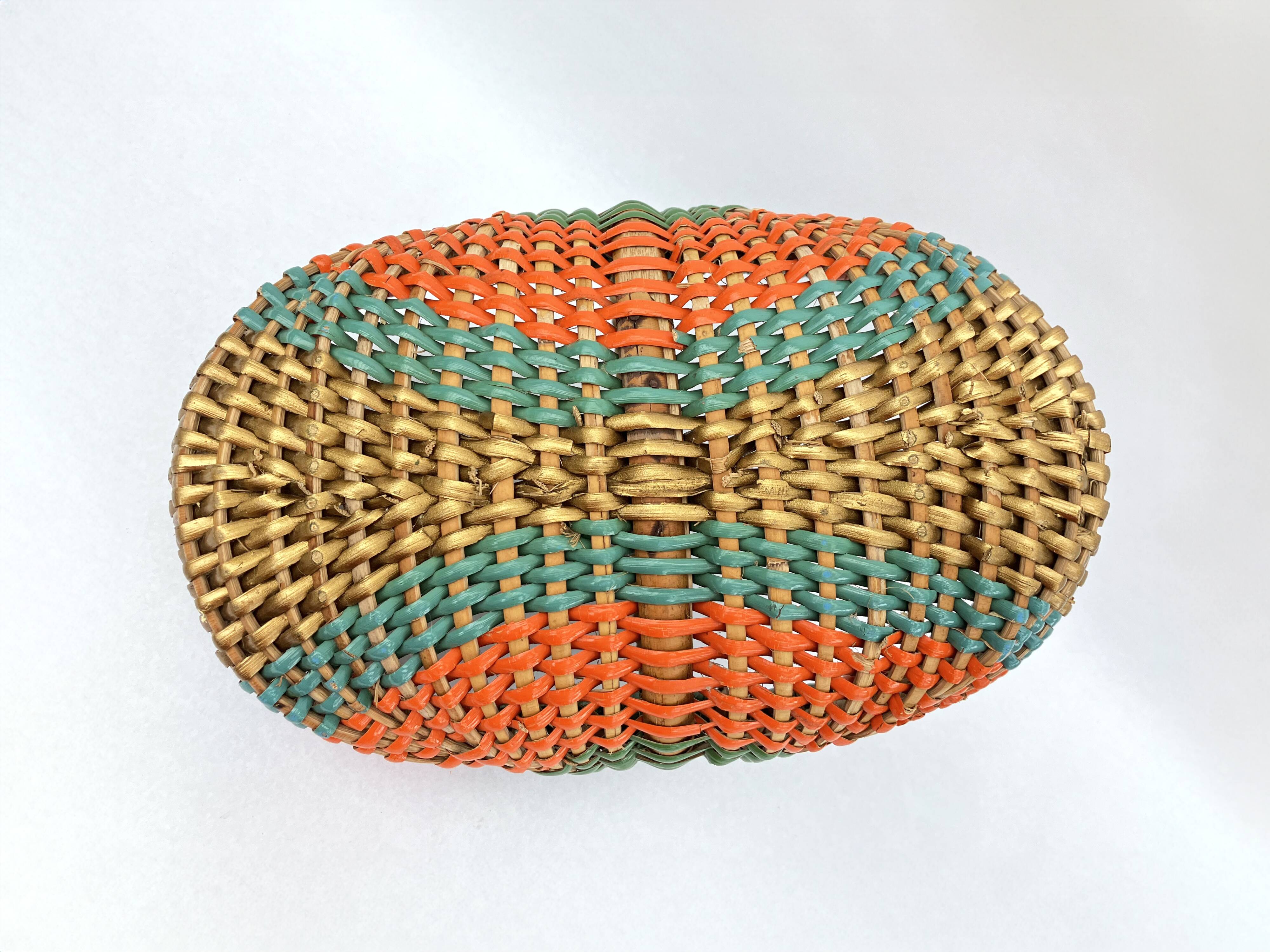 Rattan blade basket, circa 50-70