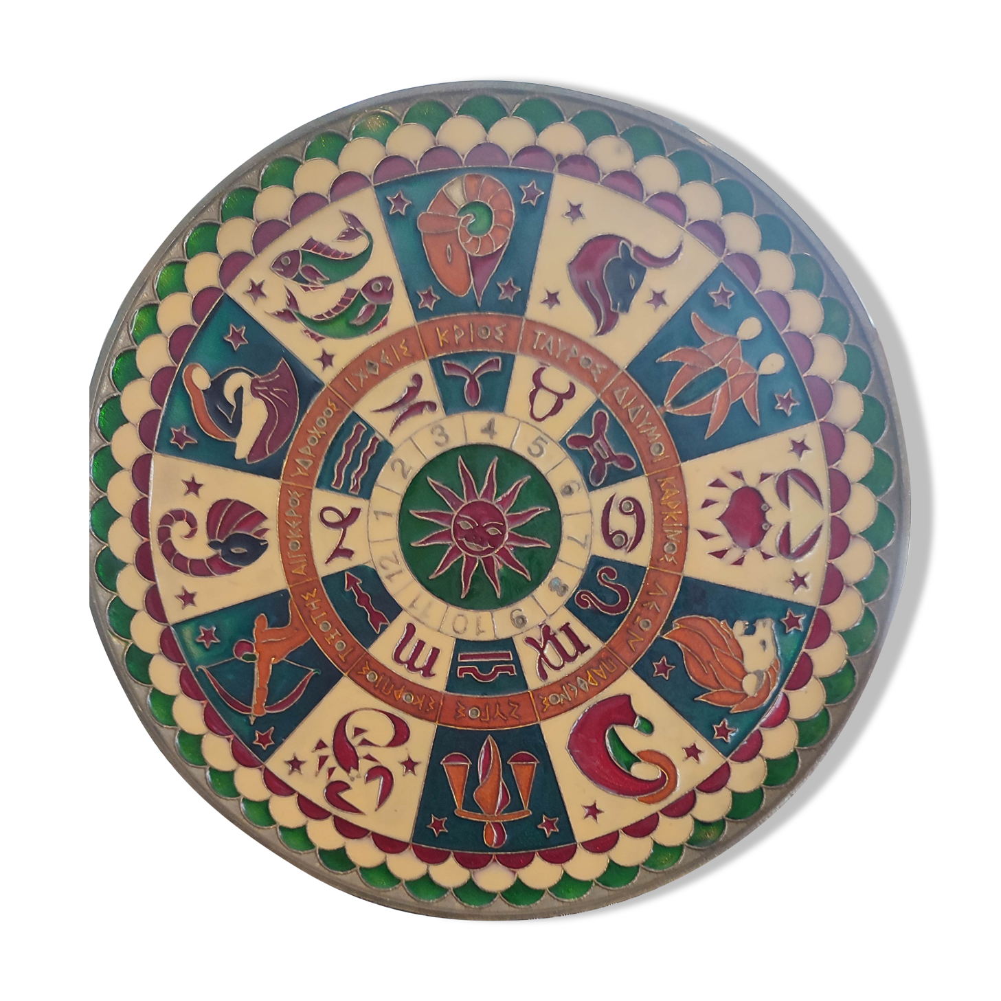 💞 vintage 70s, pretty decorative plate zodiac sign
