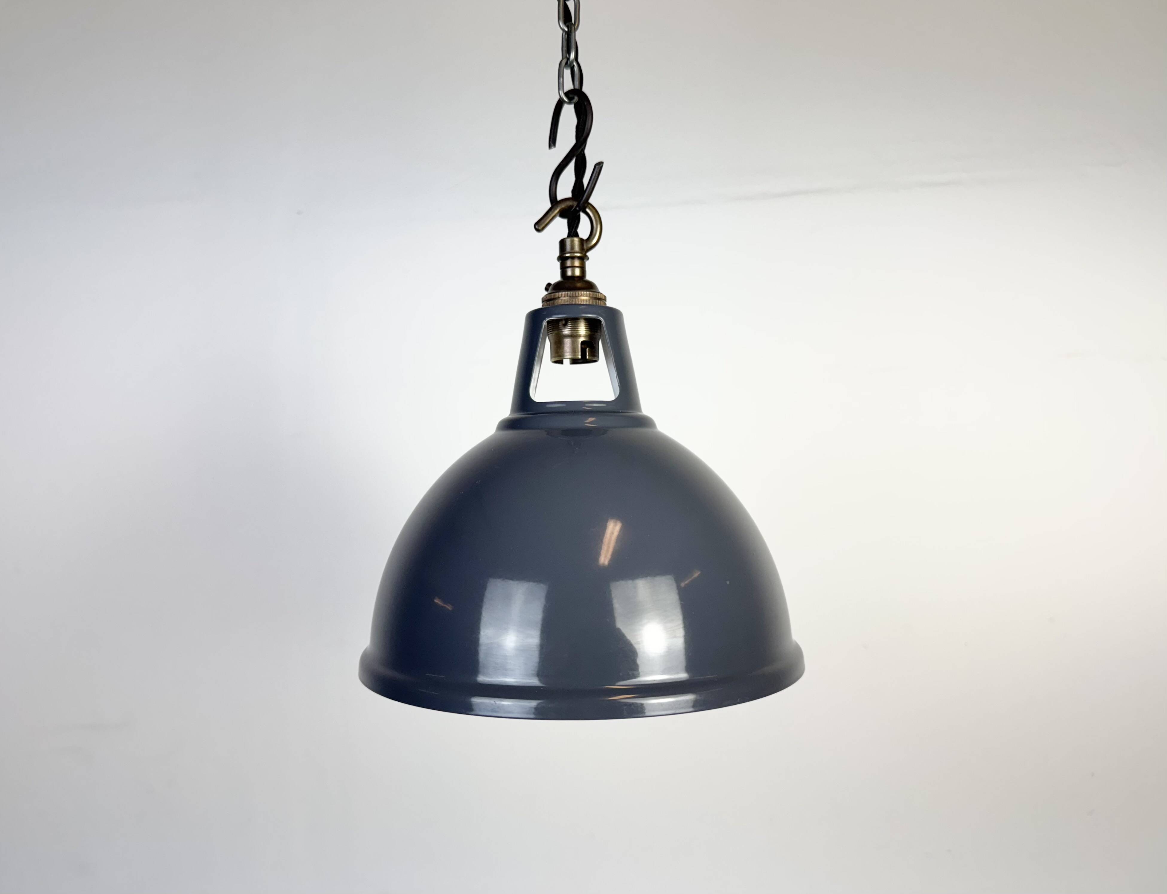 Vintage Industrial Grey Painted Pendant Lamp
