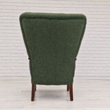 Fauteuil restauré, tissu vert bouteille